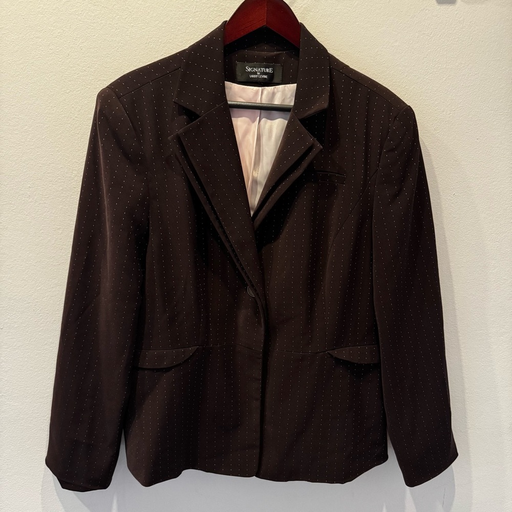 Larry Levine Dark Brown Pinstripe Blazer